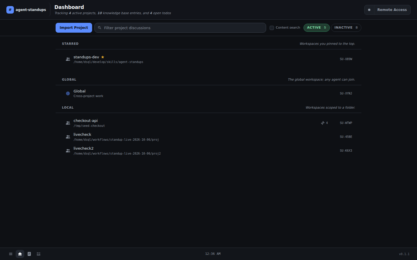 The dashboard